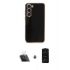 MARSİLYAN™- Galaxy S23 Plus Kılıf Yankı Serisi - Siyah 6D Antistatik Mat Seramik Hayalet Nano Ekran Koruyucu + Kamera Lens Koruma Cam - SF