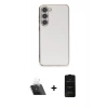 MARSİLYAN™- Galaxy S23 Plus Kılıf Yankı Serisi - Siyah 6D Antistatik Mat Seramik Hayalet Nano Ekran Koruyucu + Kamera Lens Koruma Cam - SF