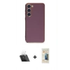MARSİLYAN™- Galaxy S23 Plus Kılıf Yankı Serisi - Siyah 6D Mat Seramik Hayalet Nano Ekran Koruyucu + Kamera Lens Koruma Cam - SF