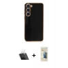 MARSİLYAN™- Galaxy S23 Plus Kılıf Yankı Serisi - Siyah 6D Mat Seramik Hayalet Nano Ekran Koruyucu + Kamera Lens Koruma Cam - SF