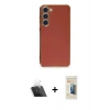 MARSİLYAN™- Galaxy S23 Plus Kılıf Yankı Serisi - Siyah 6D Mat Seramik Hayalet Nano Ekran Koruyucu + Kamera Lens Koruma Cam - SF