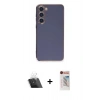 MARSİLYAN™- Galaxy S23 Plus Kılıf Yankı Serisi - Siyah Hayalet Edge Cam Ekran Koruyucu + Kamera Lens Koruma Cam - SF