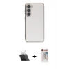 MARSİLYAN™- Galaxy S23 Plus Kılıf Yankı Serisi - Siyah Hayalet Edge Cam Ekran Koruyucu + Kamera Lens Koruma Cam - SF