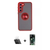 MARSİLYAN™- Galaxy S23 Plus Kılıf Yörünge Çizgi - Şeffaf 360 Full Body Arka Koruyucu + Kamera Lens Koruma Cam - SF
