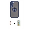 MARSİLYAN™- Galaxy S23 Plus Kılıf Yörünge Çizgi - Şeffaf Polymer Nano Ekran Koruyucu + Metal Kamera Lens - KI