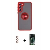 MARSİLYAN™- Galaxy S23 Plus Kılıf Yörünge Çizgi - Siyah 360 Mat Full Body Arka Koruyucu + Metal Kamera Lens - KI