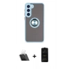 MARSİLYAN™- Galaxy S23 Plus Kılıf Yörünge Çizgi - Siyah 6D Antistatik Mat Seramik Hayalet Nano Ekran Koruyucu + Şeffaf Kamera Lens Koruma Cam