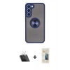 MARSİLYAN™- Galaxy S23 Plus Kılıf Yörünge Çizgi - Siyah 6D Mat Seramik Hayalet Nano Ekran Koruyucu + Şeffaf Kamera Lens Koruma Cam