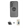 MARSİLYAN™- Galaxy S23 Plus Kılıf Yörünge Çizgi - Siyah 6D Mat Seramik Hayalet Nano Ekran Koruyucu + Şeffaf Kamera Lens Koruma Cam