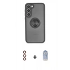 MARSİLYAN™- Galaxy S23 Plus Kılıf Yörünge Çizgi - Siyah Joko Magic 5D Cam + Metal Kamera Lens - KI