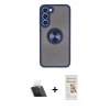 MARSİLYAN™- Galaxy S23 Plus Kılıf Yörünge Çizgi - Siyah Mat Seramik Nano Ekran Koruyucu + Kamera Lens Koruma Cam - SF
