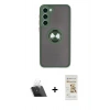 MARSİLYAN™- Galaxy S23 Plus Kılıf Yörünge Çizgi - Siyah Mat Seramik Nano Ekran Koruyucu + Kamera Lens Koruma Cam - SF