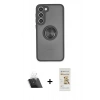 MARSİLYAN™- Galaxy S23 Plus Kılıf Yörünge Çizgi - Siyah Mat Seramik Nano Ekran Koruyucu + Kamera Lens Koruma Cam - SF