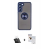 MARSİLYAN™- Galaxy S23 Plus Kılıf Yörünge Çizgi - Siyah Seramik Nano Ekran Koruyucu + Kamera Lens Koruma Cam - SF
