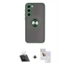 MARSİLYAN™- Galaxy S23 Plus Kılıf Yörünge Çizgi - Siyah Seramik Nano Ekran Koruyucu + Kamera Lens Koruma Cam - SF