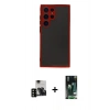 MARSİLYAN™- Galaxy S23 Ultra Kılıf Ahenk Çizgi Serisi - Şeffaf 360 Full Body Arka Koruyucu + PVD Metal Kamera Lens - SH