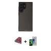 MARSİLYAN™- Galaxy S23 Ultra Kılıf Ahenk Çizgi Serisi - Siyah Durable Full Glue Curved Cam + Valdez Metal Kamera Lens - KI