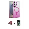 MARSİLYAN™- Galaxy S23 Ultra Kılıf Ahenk Doku Özel Seri - Şeffaf 360 Full Body Arka Koruyucu + Valdez Metal Kamera Lens - KI