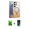 MARSİLYAN™- Galaxy S23 Ultra Kılıf Ahenk Doku Özel Seri - Şeffaf 360 Full Body Arka Koruyucu + Raze Metal Kamera Lens - SH