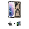 MARSİLYAN™- Galaxy S23 Ultra Kılıf Ahenk Klasik Koleksiyonu - Siyah Durable Full Glue Curved Cam + Kamera Lens Koruma Cam - SF