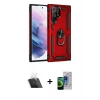 MARSİLYAN™- Galaxy S23 Ultra Kılıf Ahenk Klasik Koleksiyonu - Siyah Durable Full Glue Curved Cam + Kamera Lens Koruma Cam - SF