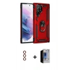 MARSİLYAN™- Galaxy S23 Ultra Kılıf Ahenk Klasik Koleksiyonu - Siyah Durable Full Glue Curved Hayalet Cam + Metal Kamera Lens - KI