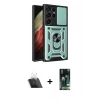 MARSİLYAN™- Galaxy S23 Ultra Kılıf Ahenk Klasik - Siyah 360 Mat Full Body Arka Koruyucu + Kamera Lens Koruma Cam - SF
