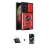 MARSİLYAN™- Galaxy S23 Ultra Kılıf Ahenk Klasik - Siyah 360 Mat Full Body Arka Koruyucu + Kamera Lens Koruma Cam - SF