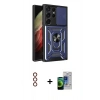 MARSİLYAN™- Galaxy S23 Ultra Kılıf Ahenk Klasik - Siyah Durable Full Glue Curved Cam + Metal Kamera Lens - KI