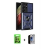MARSİLYAN™- Galaxy S23 Ultra Kılıf Ahenk Klasik - Siyah Durable Full Glue Curved Hayalet Cam + Raze Metal Kamera Lens - YL