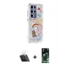 MARSİLYAN™- Galaxy S23 Ultra Kılıf Ahenk Modern Serisi - Siyah 360 Mat Full Body Arka Koruyucu + Kamera Lens Koruma Cam - SF