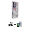 MARSİLYAN™- Galaxy S23 Ultra Kılıf Ahenk Modern Serisi - Siyah Durable Full Glue Curved Cam + Gold PVD Metal Kamera Lens