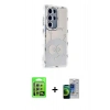 MARSİLYAN™- Galaxy S23 Ultra Kılıf Ahenk Modern Serisi - Siyah Durable Full Glue Curved Cam + Raze Metal Kamera Lens - GS