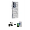 MARSİLYAN™- Galaxy S23 Ultra Kılıf Ahenk Modern Serisi - Siyah Durable Full Glue Curved Cam + PVD Metal Kamera Lens - SH