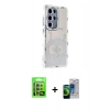 MARSİLYAN™- Galaxy S23 Ultra Kılıf Ahenk Modern Serisi - Siyah Durable Full Glue Curved Cam + Raze Metal Kamera Lens - YL