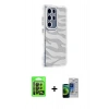 MARSİLYAN™- Galaxy S23 Ultra Kılıf Ahenk Modern Serisi - Siyah Durable Full Glue Curved Cam + Raze Metal Kamera Lens - SH