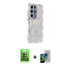 MARSİLYAN™- Galaxy S23 Ultra Kılıf Ahenk Modern Serisi - Siyah Durable Full Glue Curved Cam + Raze Metal Kamera Lens - SH
