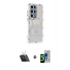 MARSİLYAN™- Galaxy S23 Ultra Kılıf Ahenk Modern Serisi - Siyah Durable Full Glue Curved Cam + Kamera Lens Koruma Cam - SF