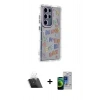 MARSİLYAN™- Galaxy S23 Ultra Kılıf Ahenk Modern Serisi - Siyah Durable Full Glue Curved Cam + Kamera Lens Koruma Cam - SF