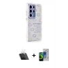 MARSİLYAN™- Galaxy S23 Ultra Kılıf Ahenk Modern Serisi - Siyah Durable Full Glue Curved Cam + Kamera Lens Koruma Cam - SF