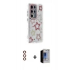 MARSİLYAN™- Galaxy S23 Ultra Kılıf Ahenk Modern Serisi - Siyah Durable Full Glue Curved Hayalet Cam + Metal Kamera Lens - KI