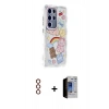 MARSİLYAN™- Galaxy S23 Ultra Kılıf Ahenk Modern Serisi - Siyah Durable Full Glue Curved Hayalet Cam + Metal Kamera Lens - KI
