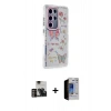 MARSİLYAN™- Galaxy S23 Ultra Kılıf Ahenk Modern Serisi - Siyah Durable Full Glue Curved Hayalet Cam + PVD Metal Kamera Lens - GD
