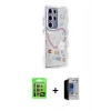 MARSİLYAN™- Galaxy S23 Ultra Kılıf Ahenk Modern Serisi - Siyah Durable Full Glue Curved Hayalet Cam + Raze Metal Kamera Lens - LA