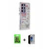 MARSİLYAN™- Galaxy S23 Ultra Kılıf Ahenk Modern Serisi - Siyah Durable Full Glue Curved Hayalet Cam + Raze Metal Kamera Lens - SH