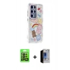MARSİLYAN™- Galaxy S23 Ultra Kılıf Ahenk Modern Serisi - Siyah Durable Full Glue Curved Hayalet Cam + Raze Metal Kamera Lens - SH