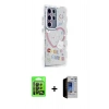 MARSİLYAN™- Galaxy S23 Ultra Kılıf Ahenk Modern Serisi - Siyah Durable Full Glue Curved Hayalet Cam + Raze Metal Kamera Lens - SH