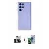 MARSİLYAN™- Galaxy S23 Ultra Kılıf Ahenk Serisi - Siyah Durable Full Glue Curved Cam + PVD Metal Kamera Lens - GD