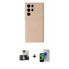 MARSİLYAN™- Galaxy S23 Ultra Kılıf Ahenk Serisi - Siyah Durable Full Glue Curved Cam + PVD Metal Kamera Lens - GD