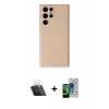 MARSİLYAN™- Galaxy S23 Ultra Kılıf Ahenk Serisi - Siyah Durable Full Glue Curved Cam + Kamera Lens Koruma Cam - SF